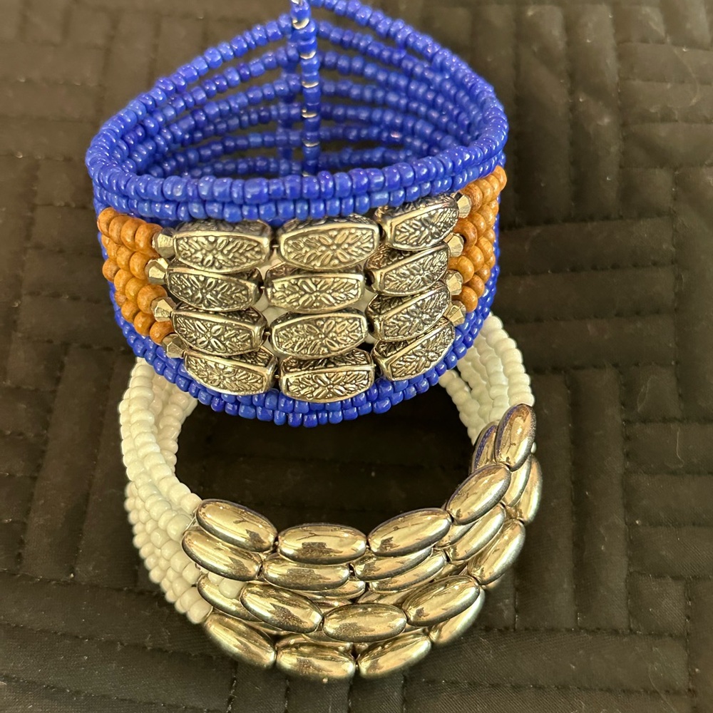 Boho Beaded Bracelet with Silver Accents